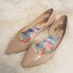 Beige faux leather flats